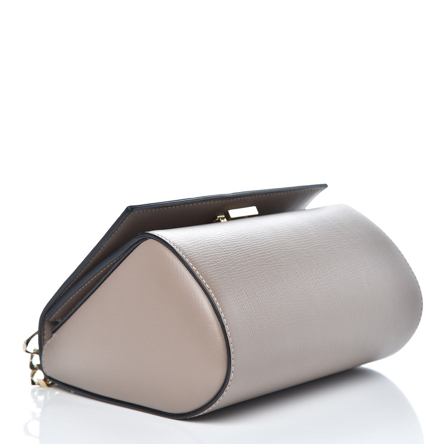 Textured Calfskin Mini Pandora Box Chain Crossbody Bag Mastic