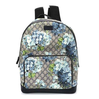 Gucci GG Supreme Monogram Blooms Medium Day Backpack Beige Blue Navy 1 of 10