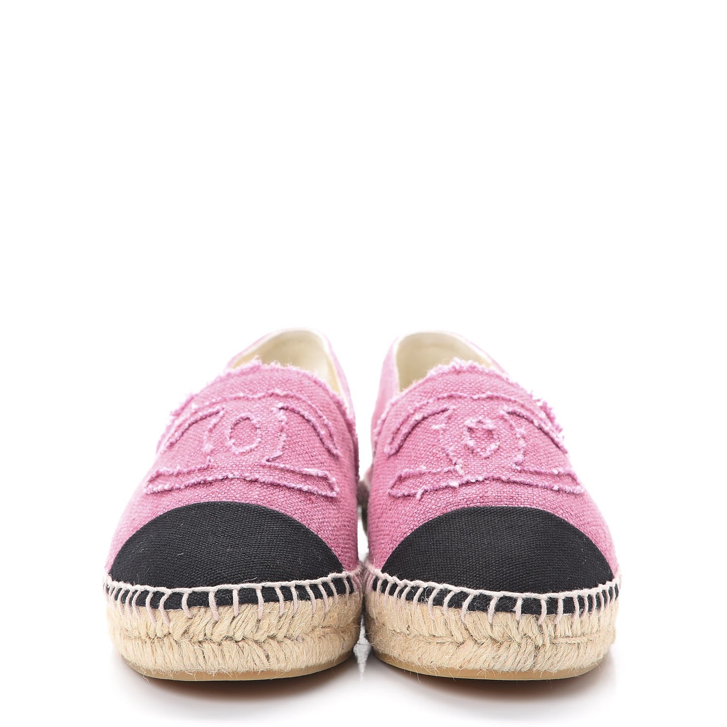 Chanel Linen CC Espadrilles 38 Pink Black 2 of 10