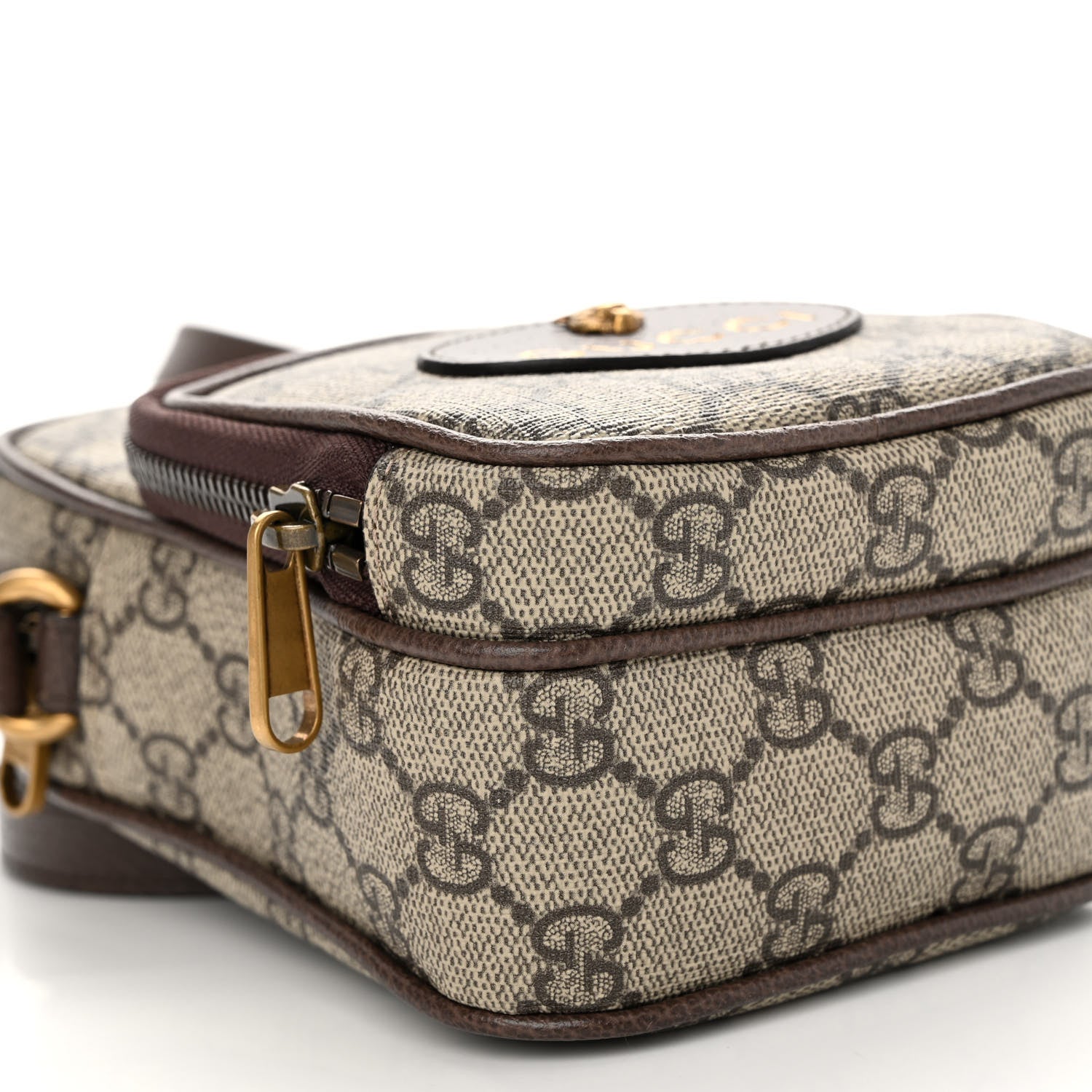 Gucci GG Supreme Monogram Mini Neo Vintage Double Zip Messenger Bag Beige New Acero Crop 10 of 12