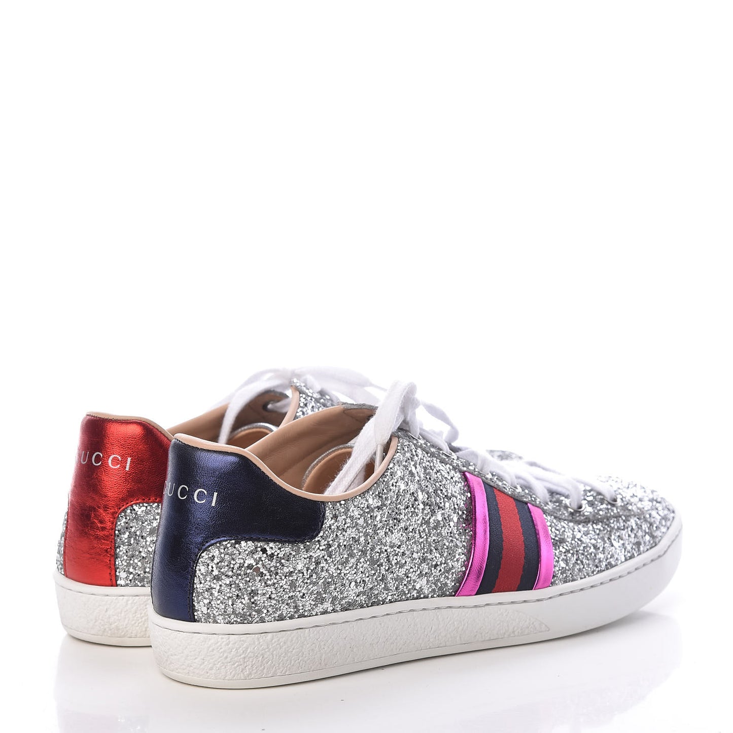 Glitter Web Womens Ace Sneakers 38.5 Silver