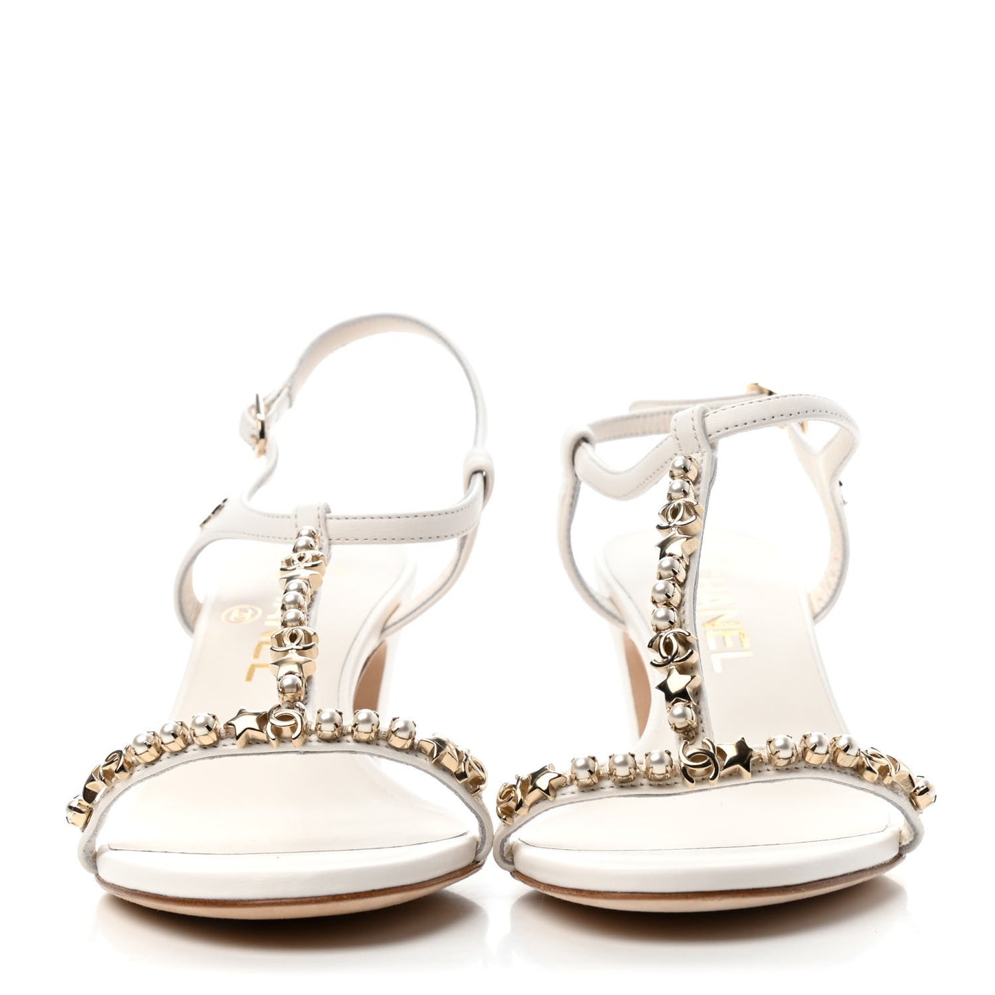 Lambskin Pearl CC Star Sandals 36 White