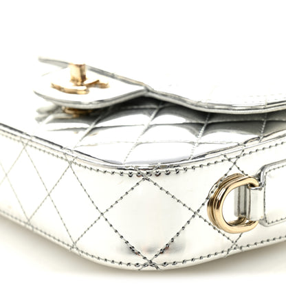 Chanel Mirror Calfskin Metallic Calfskin Quilted Hollywood Boulevard Mini Flap With Star Coin Purse Silver 10 of 10