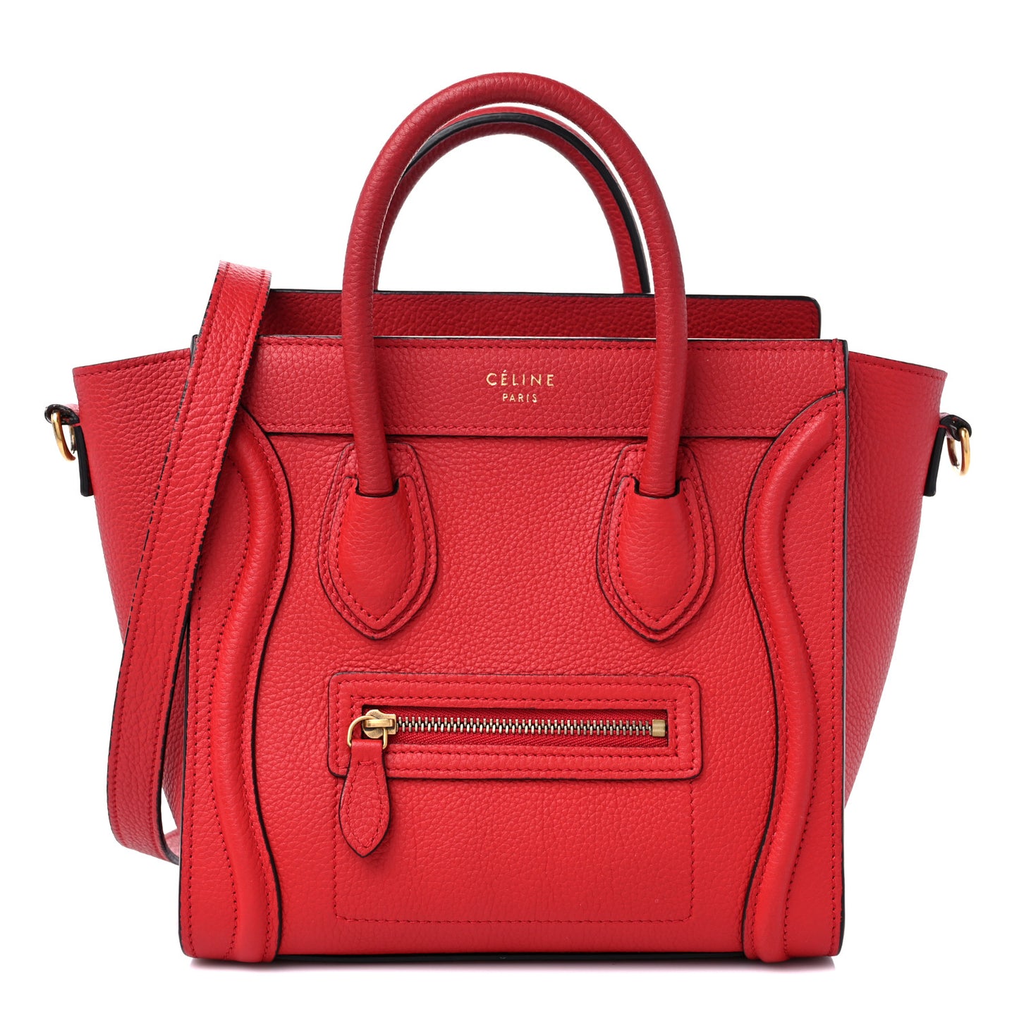 Drummed Calfskin Nano Luggage Red