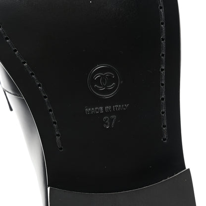 Chanel Shiny Calfskin CC Loafers Black White 37 Black White 8 of 10