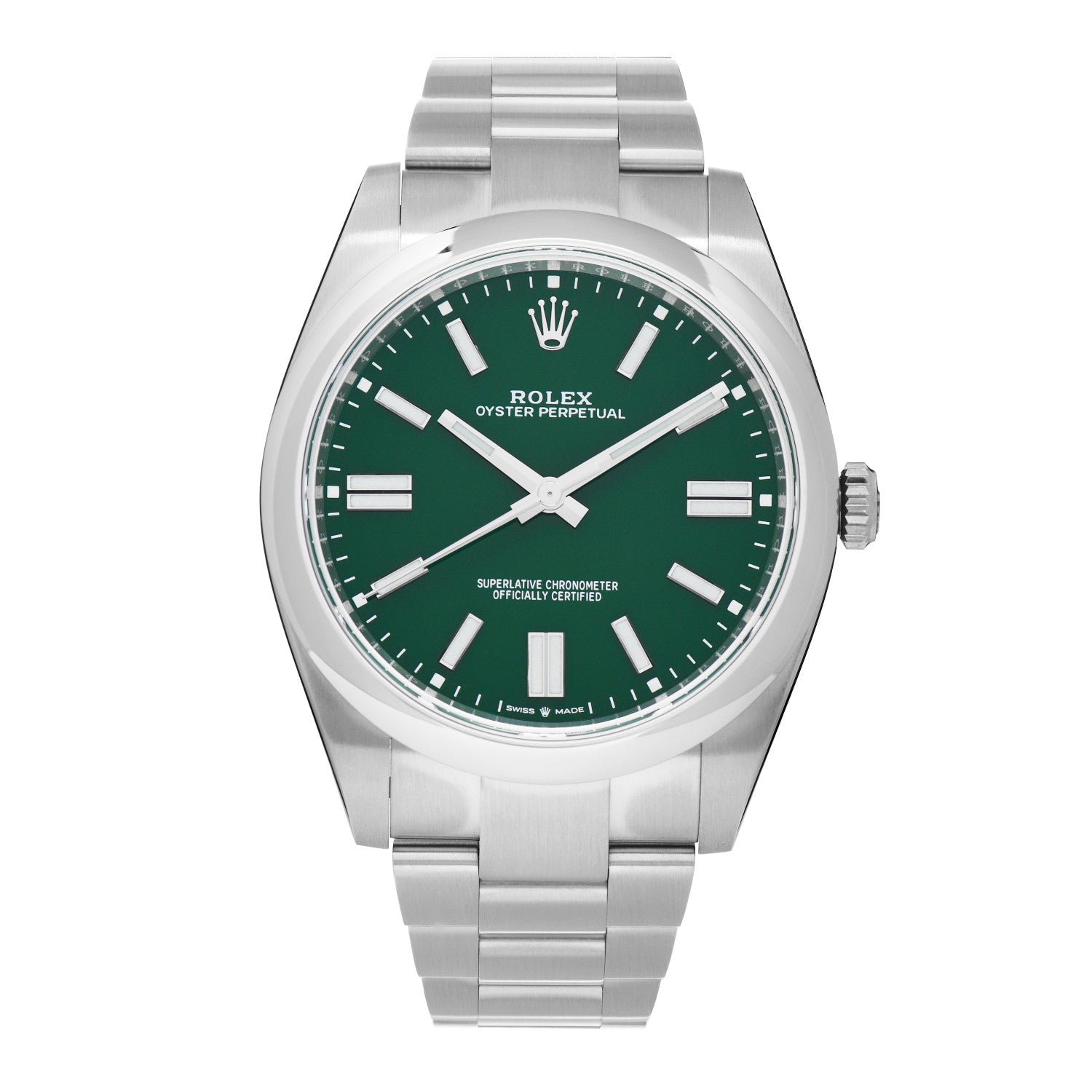 Rolex Stainless Steel 41mm Oyster Perpetual Watch Green 124300 1 of 5