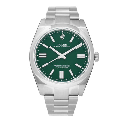 Rolex Stainless Steel 41mm Oyster Perpetual Watch Green 124300 1 of 5