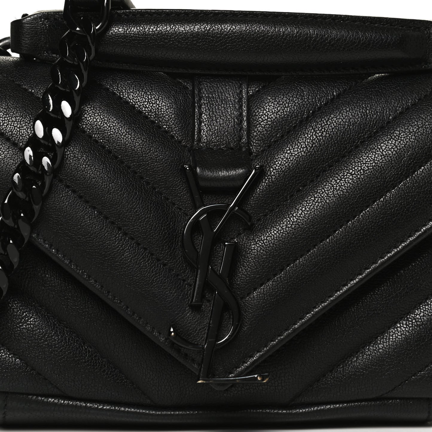 Sheepskin Matelasse Chevron Monogram Classic Baby Chain Bag Black
