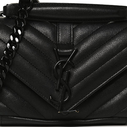 Saint Laurent Sheepskin Matelasse Chevron Monogram Classic Baby Chain Bag Black 8 of 13