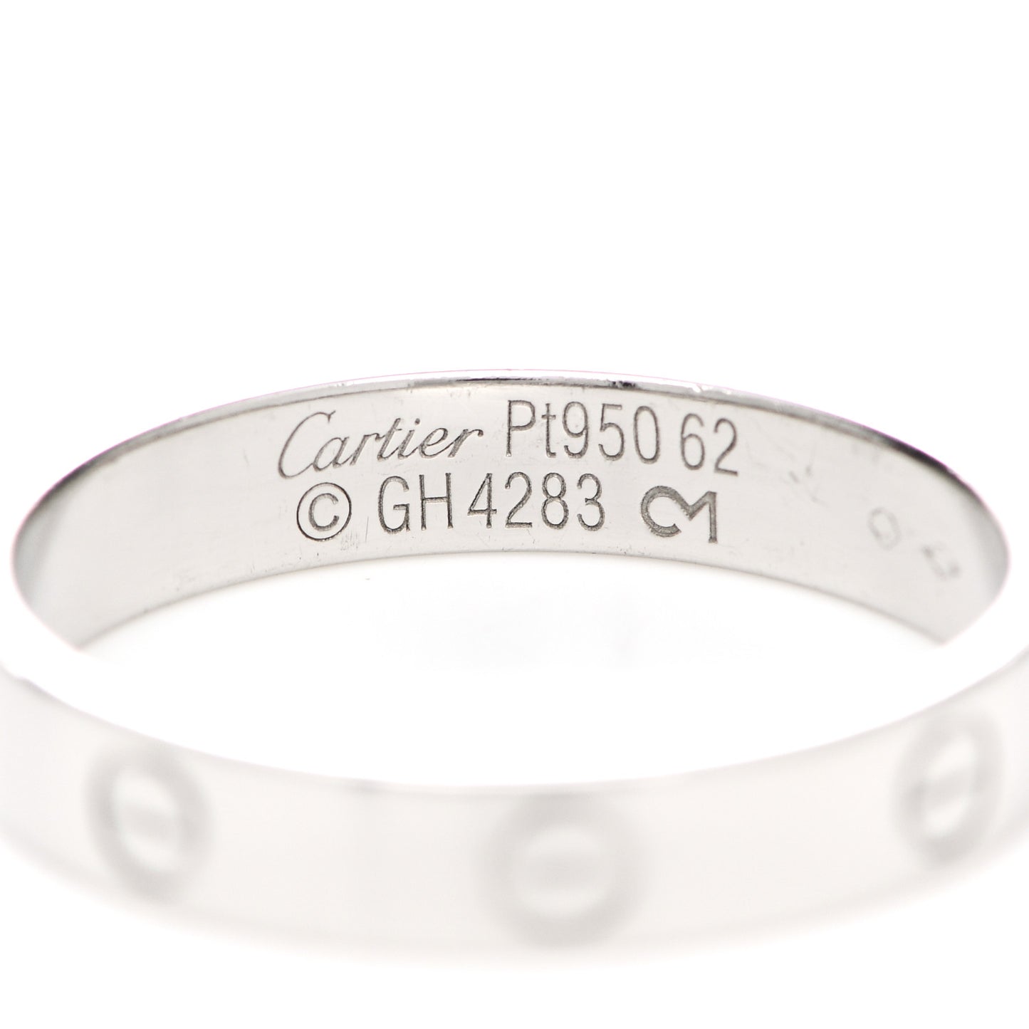 Platinum 3.5mm LOVE Wedding Band Ring 62 10