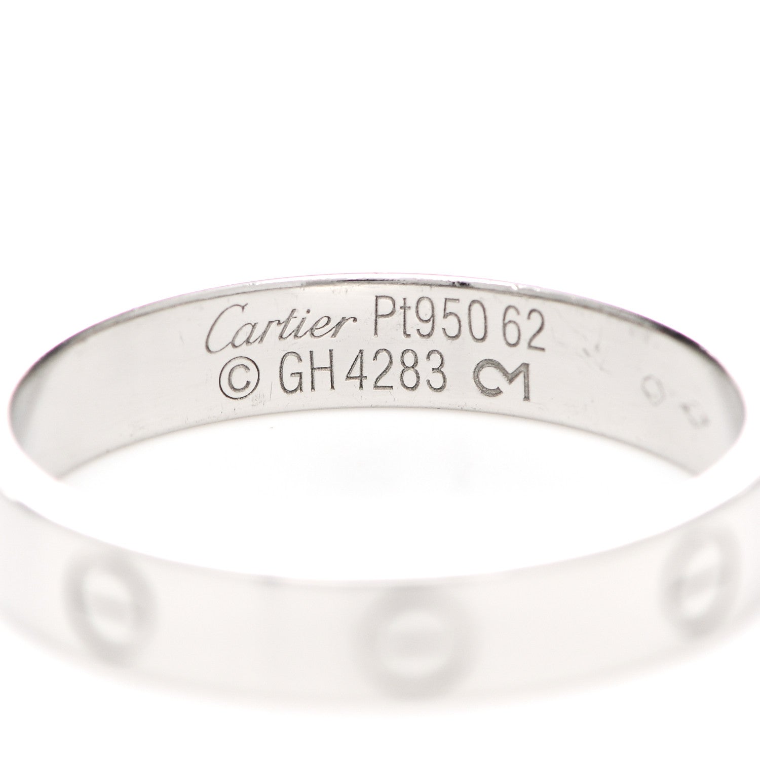 Cartier Platinum 3.5mm LOVE Wedding Band Ring 62 10 4 of 5