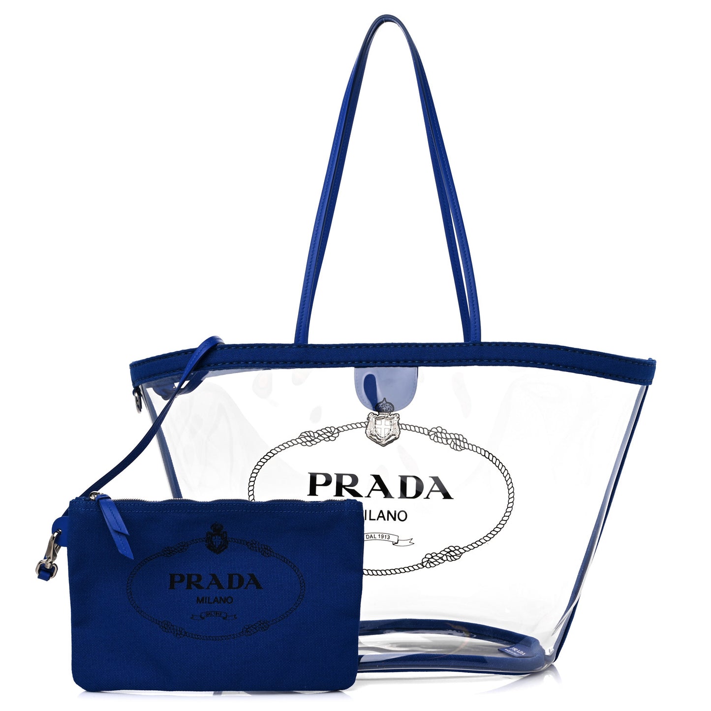 Plexiglass Calfskin Small Shopper Tote Cobalto
