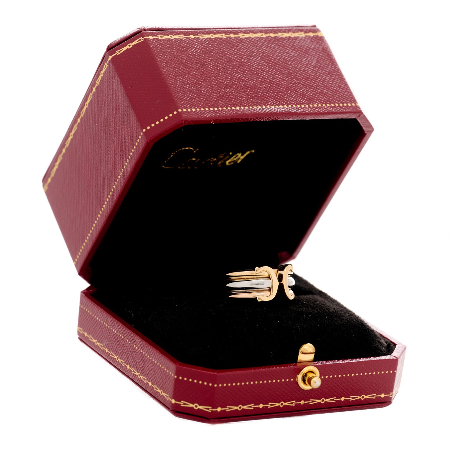 18K Pink Yellow White Gold C De Cartier Ring 48 4.5