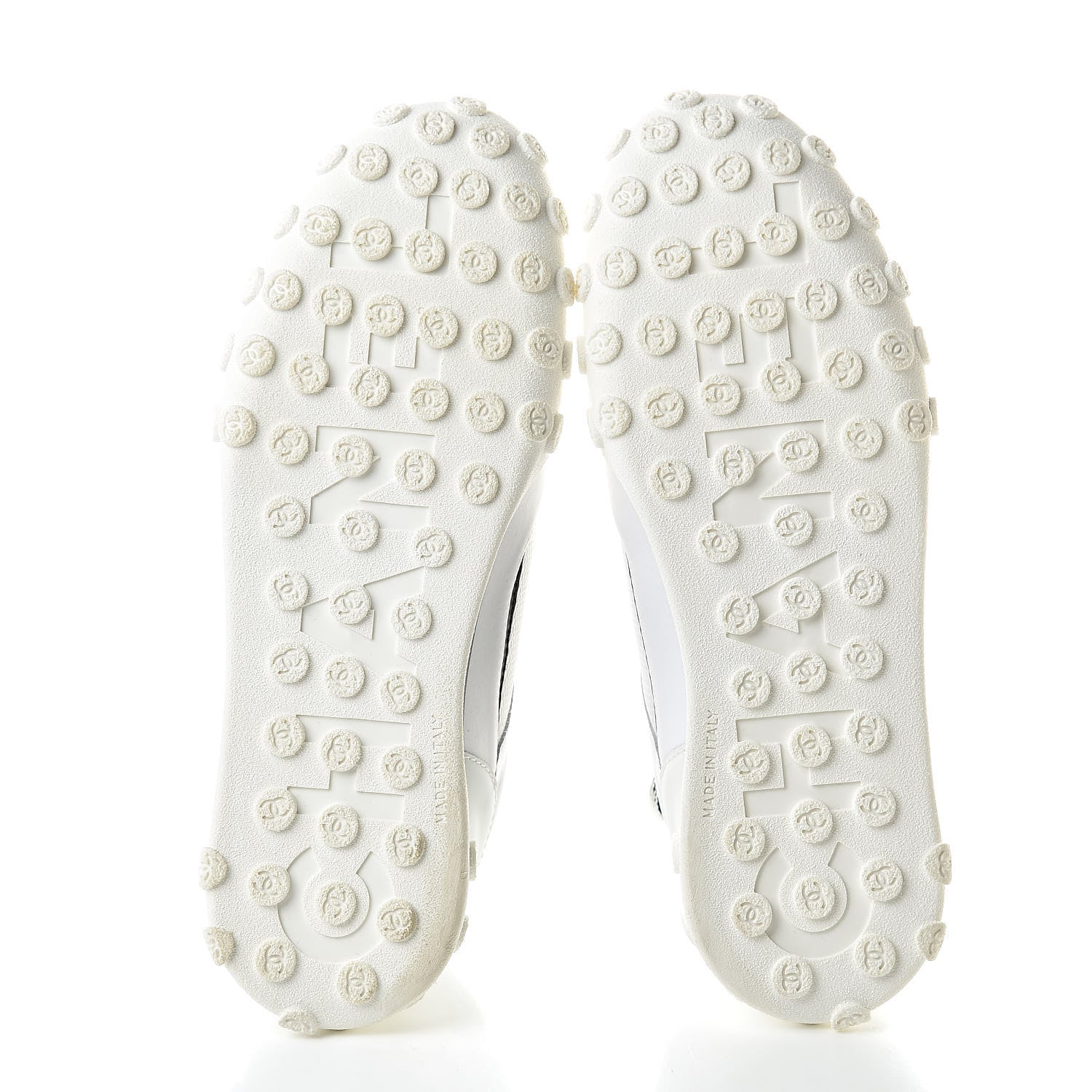 Chanel Calfskin Mesh Lycra Womens Logo Sneakers 38.5 White 5 of 8