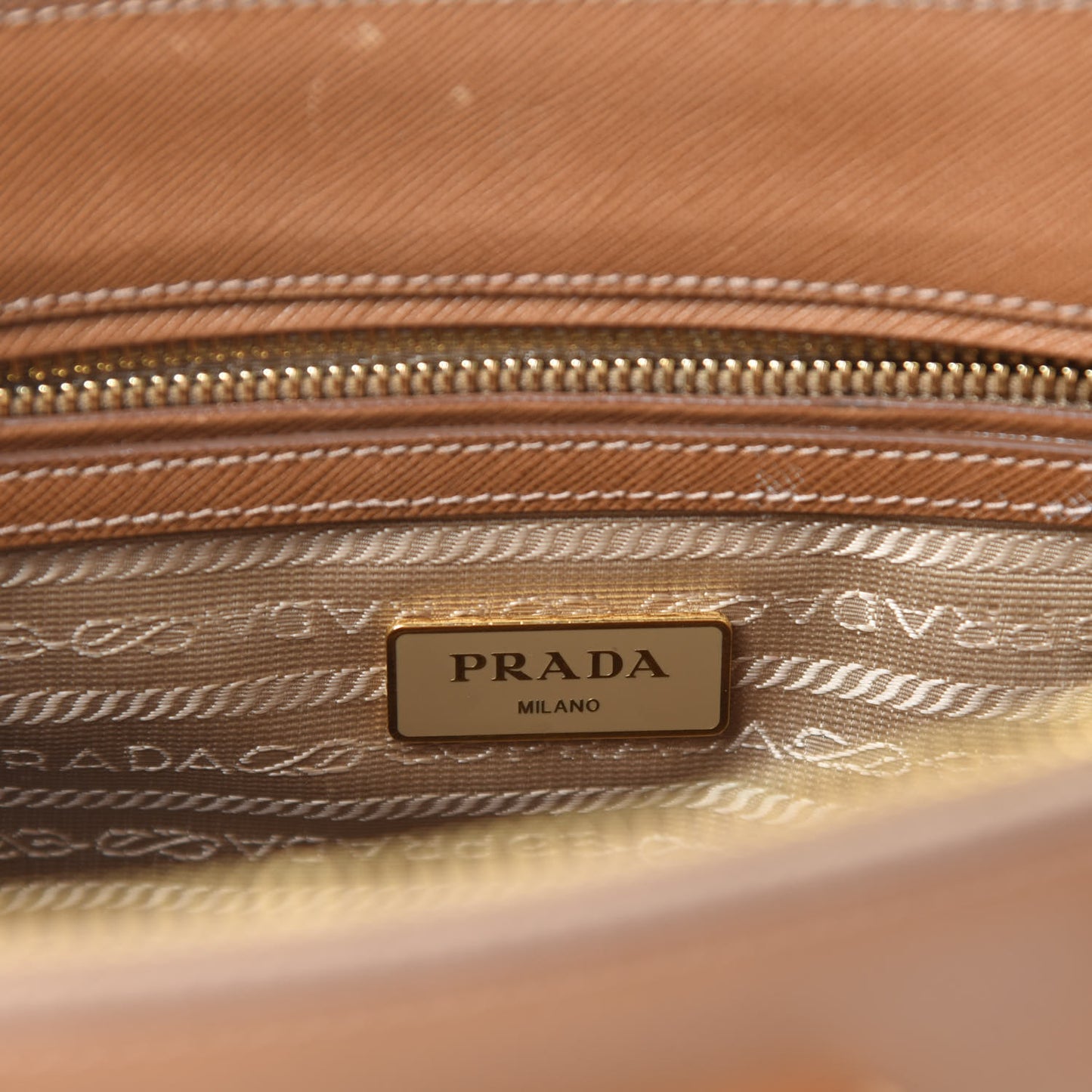 Saffiano Small Galleria Double Zip Tote Caramel