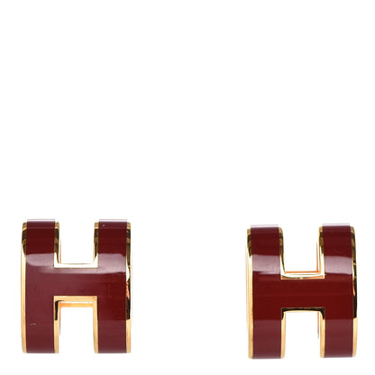 Hermes Gold Lacquered Pop H Earrings Rouge H 1 of 4