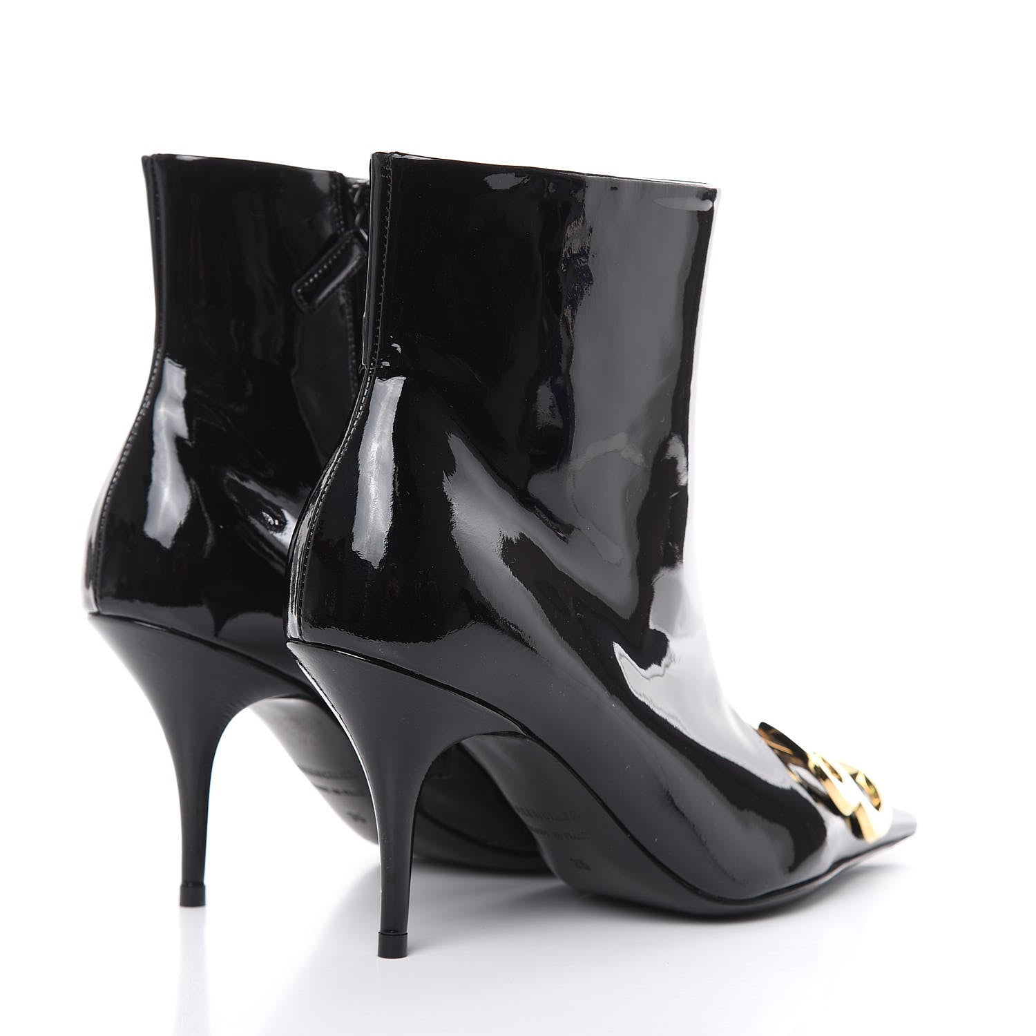 Balenciaga Patent BB Pointy Toe Ankle Booties 35 Black 4 of 8