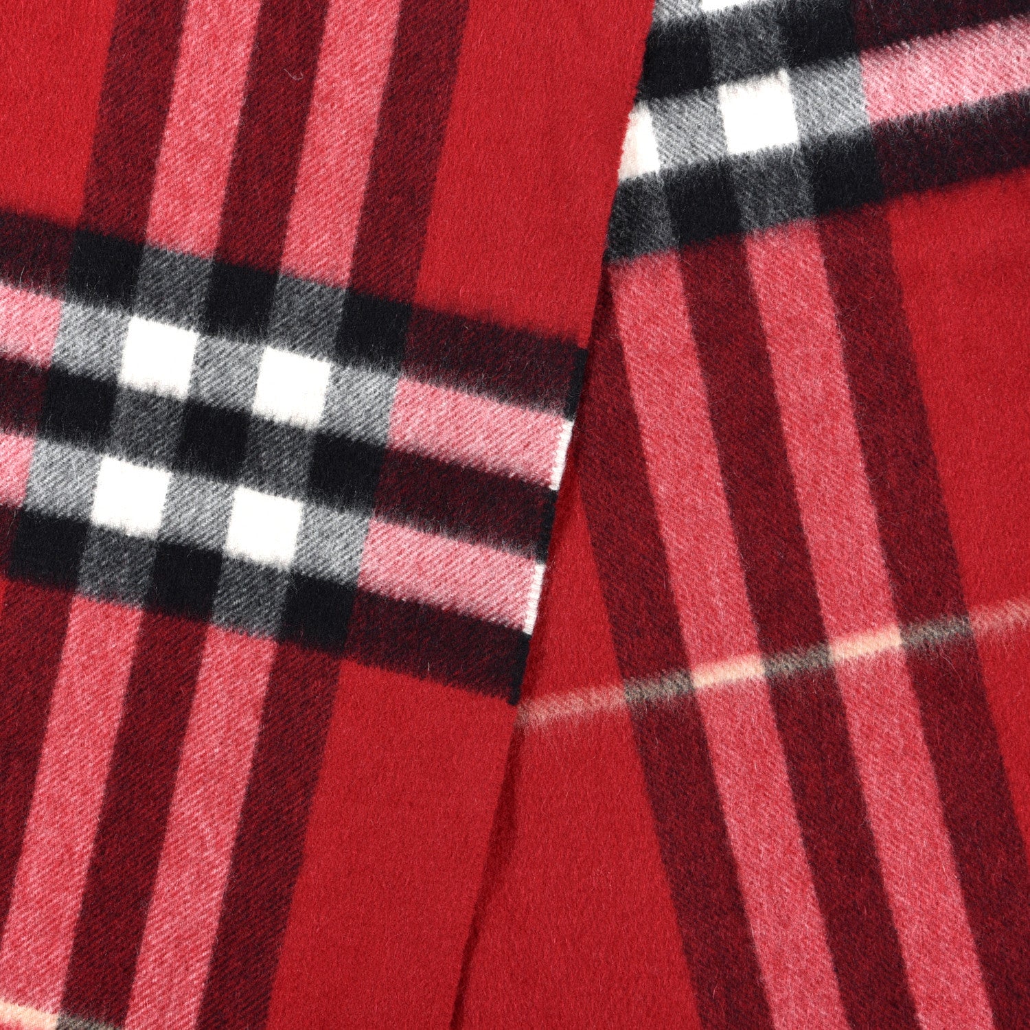 Burberry Cashmere Classic Check Fringe Scarf Parade Red 3 of 4