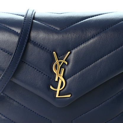 Saint Laurent Calfskin Y Quilted Monogram Toy Loulou Crossbody Bag Blue Charron 7 of 9
