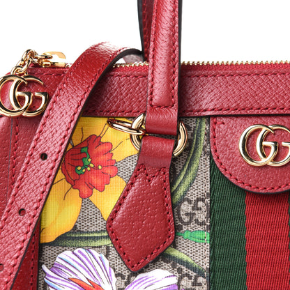 Gucci GG Supreme Monogram Flora Web Small Ophidia Tote Bag Red 8 of 10
