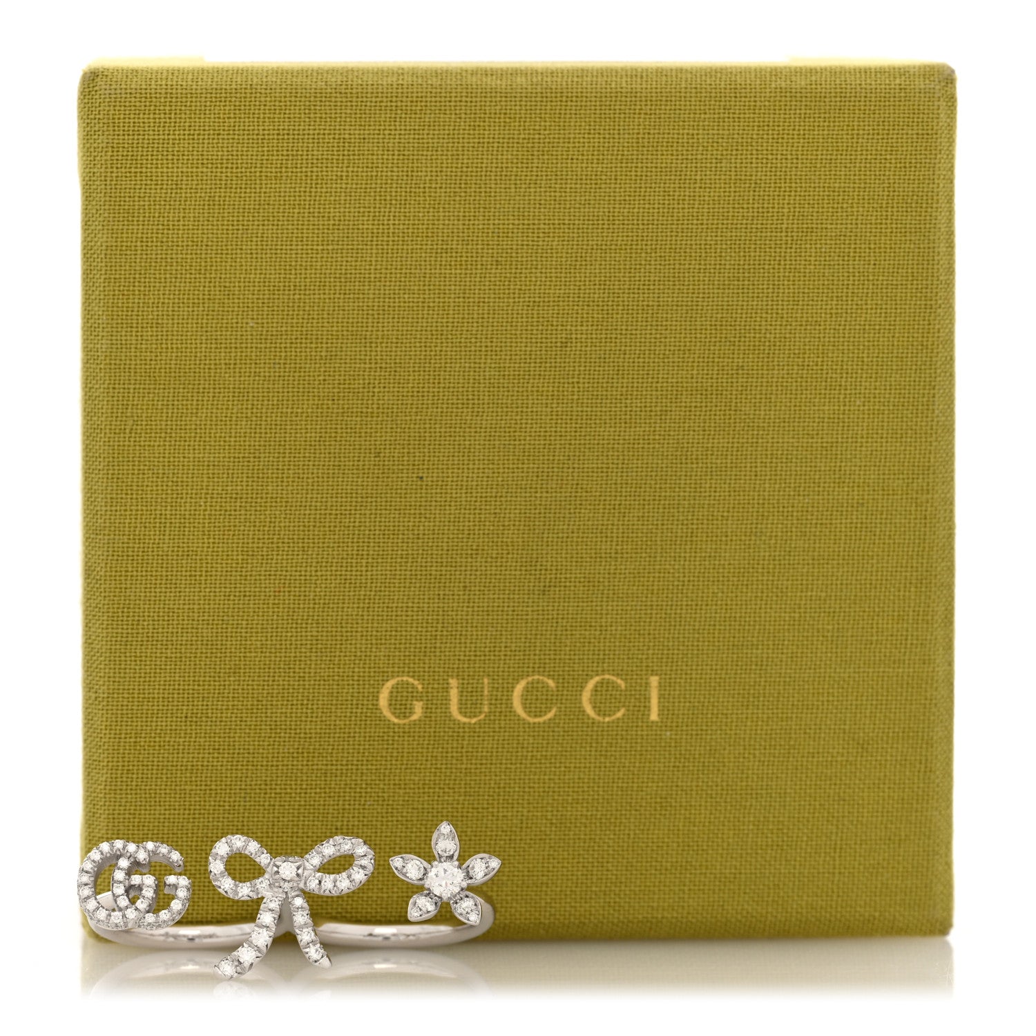 Gucci 18K White Gold Diamond Flora Bow Flower Ring M 5 of 5