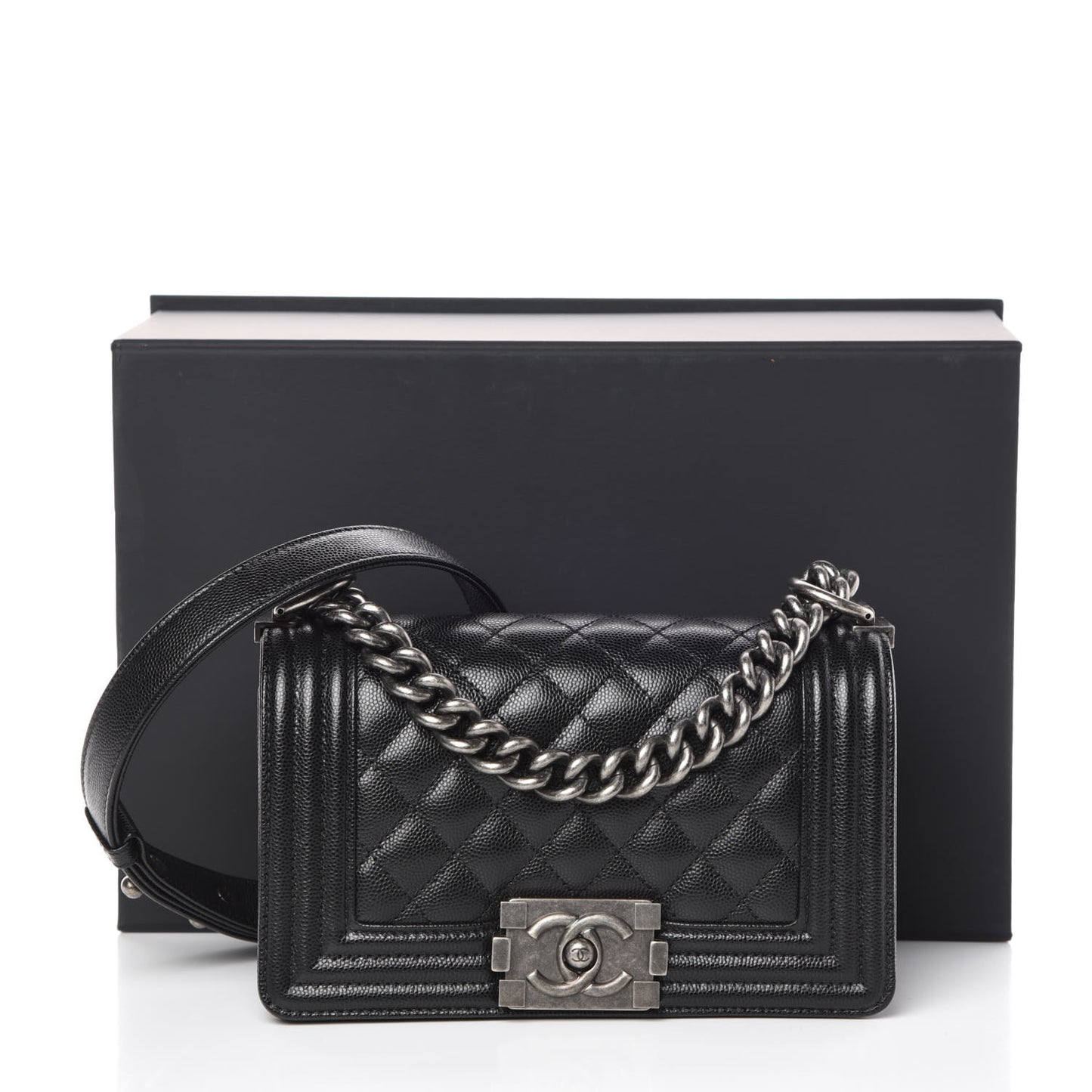 Caviar Quilted Small Boy Flap Black
