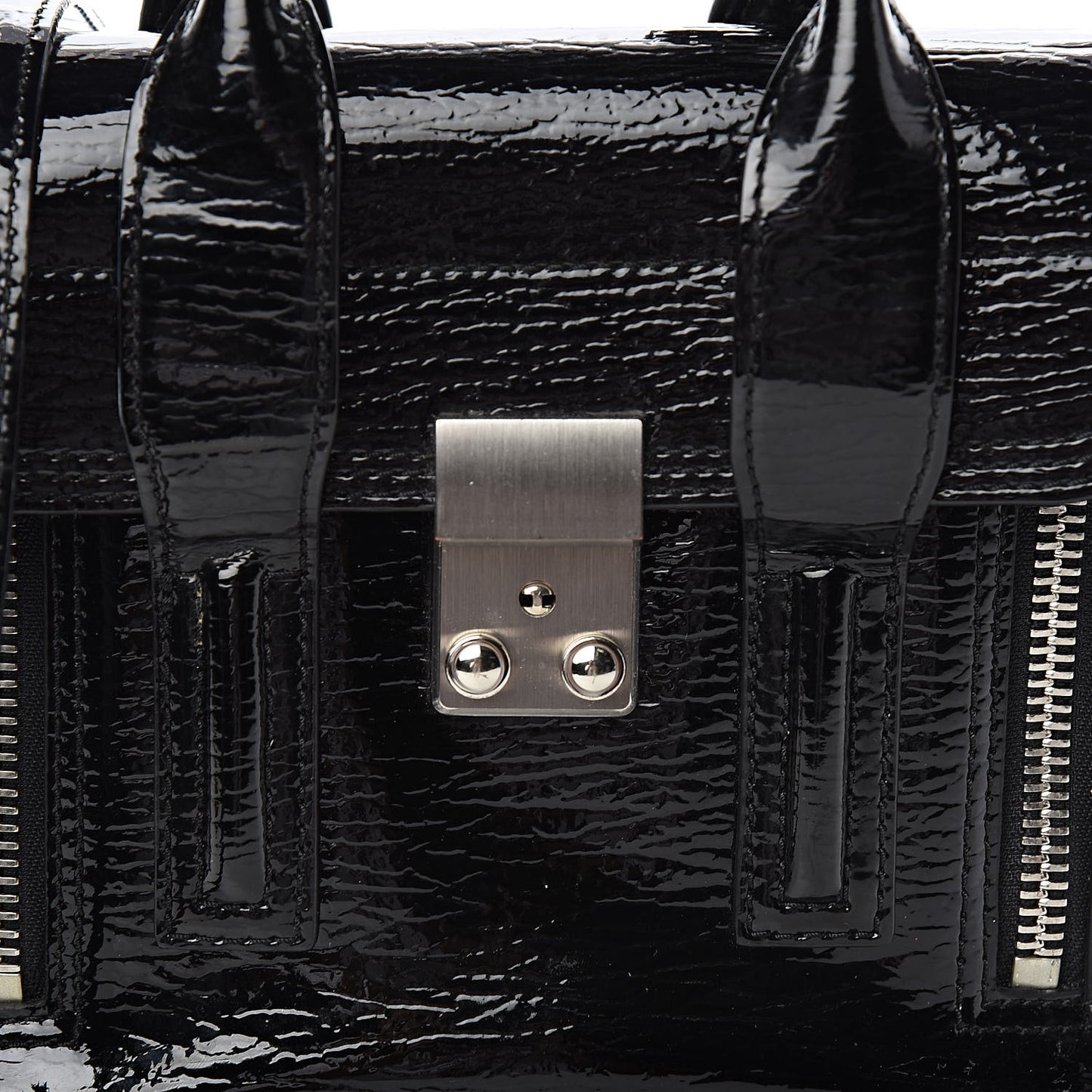3.1 Textured Patent Mini Pashli Satchel Black