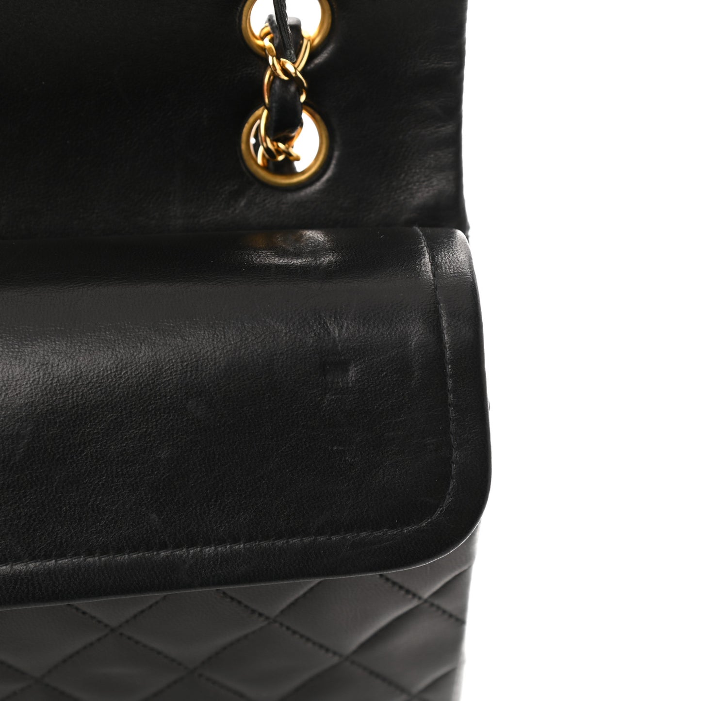 Lambskin Quilted Medium Double Flap Black