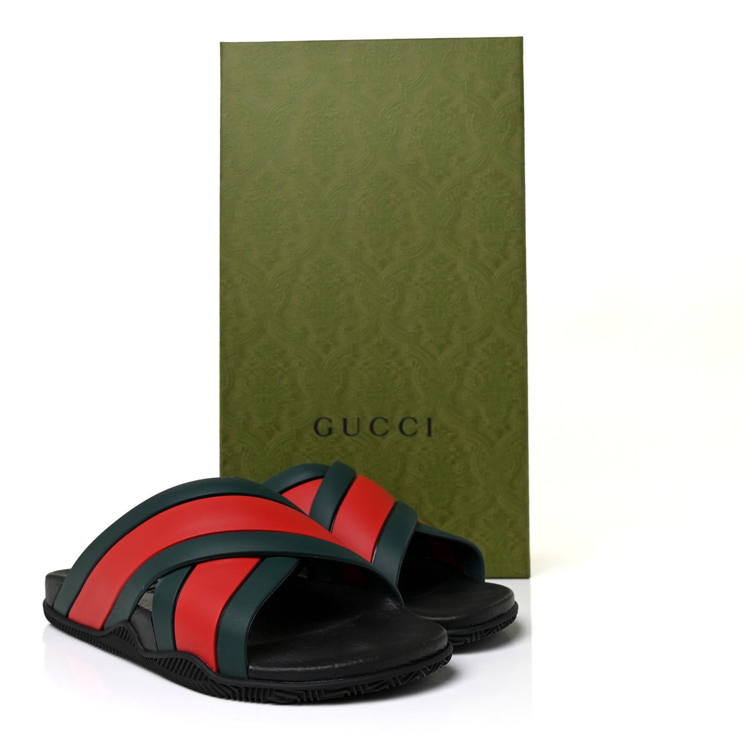 Rubber Web Womens Criss Cross Slide Sandals 38 Green Red