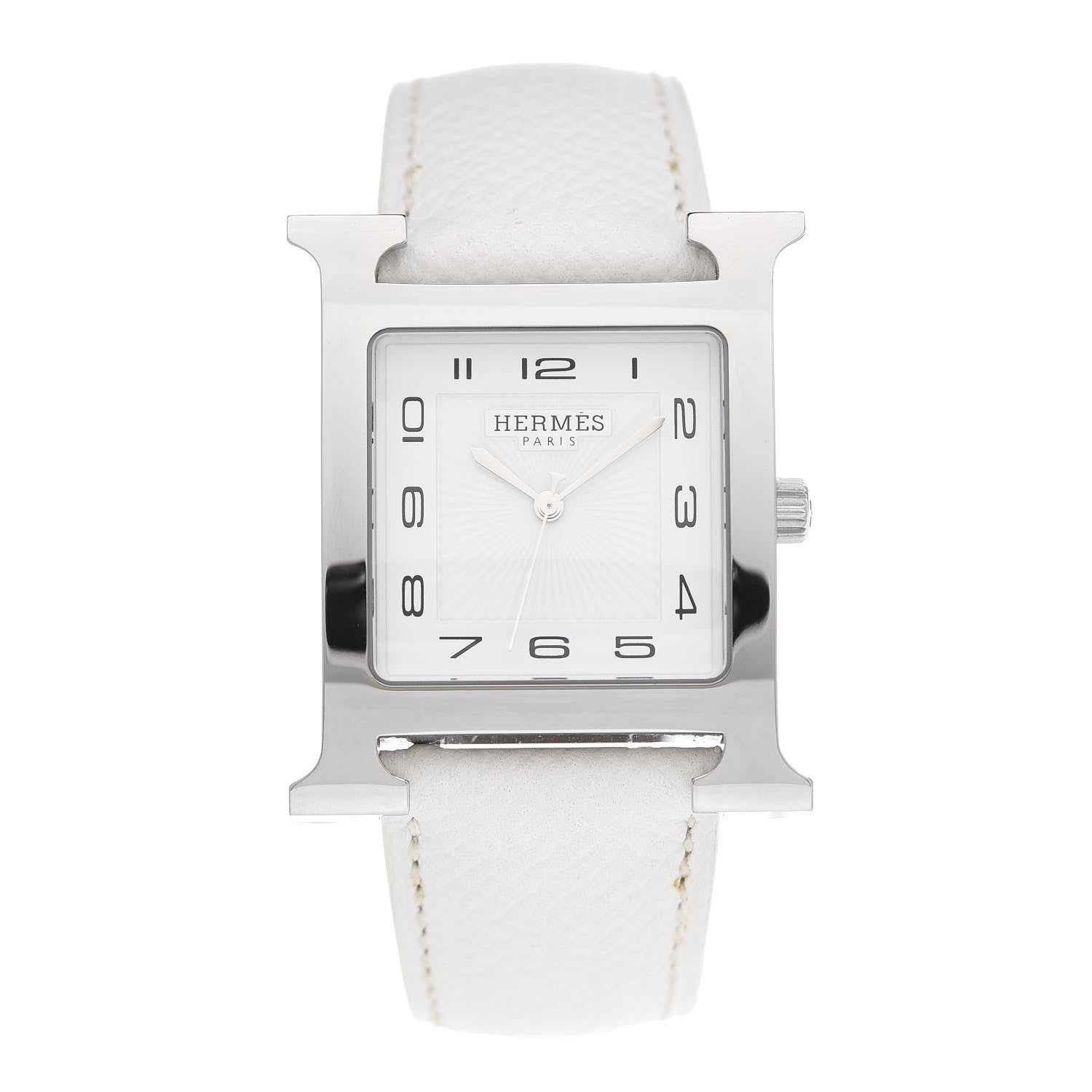 Hermes Stainless Steel Epsom 30.5mm Heure H Hour Quartz Watch Blanc 1 of 5