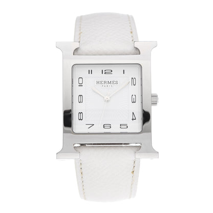 Hermes Stainless Steel Epsom 30.5mm Heure H Hour Quartz Watch Blanc 1 of 5