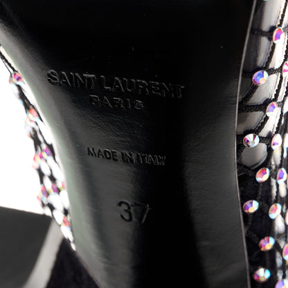 Saint Laurent Mesh Crystal Koller 100 Knee High Boots 37 Black 6 of 8