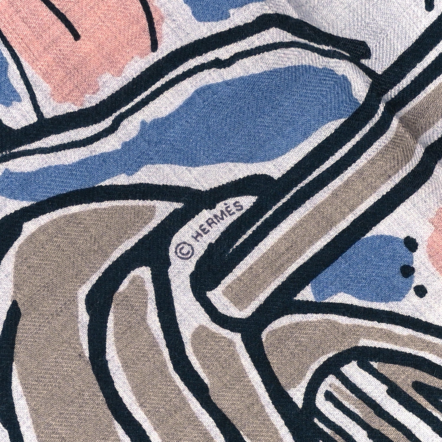 Hermes Cashmere Silk Rayures d'Ete Shawl 140 Gris Chine Bleu Rose 5 of 5