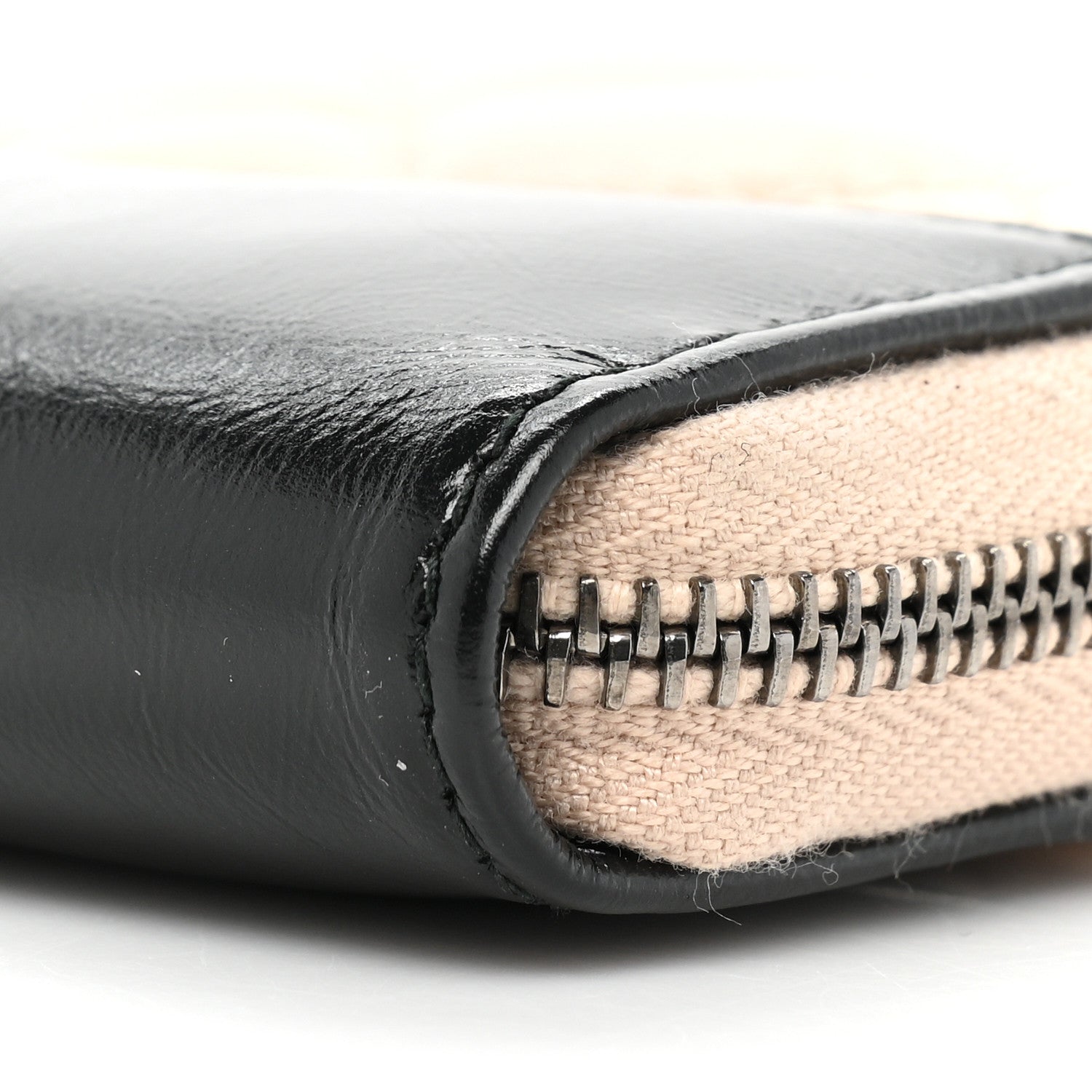 Chanel Aged Calfskin Quilted Small Gabrielle Zip Around Wallet Beige Black 11 of 12