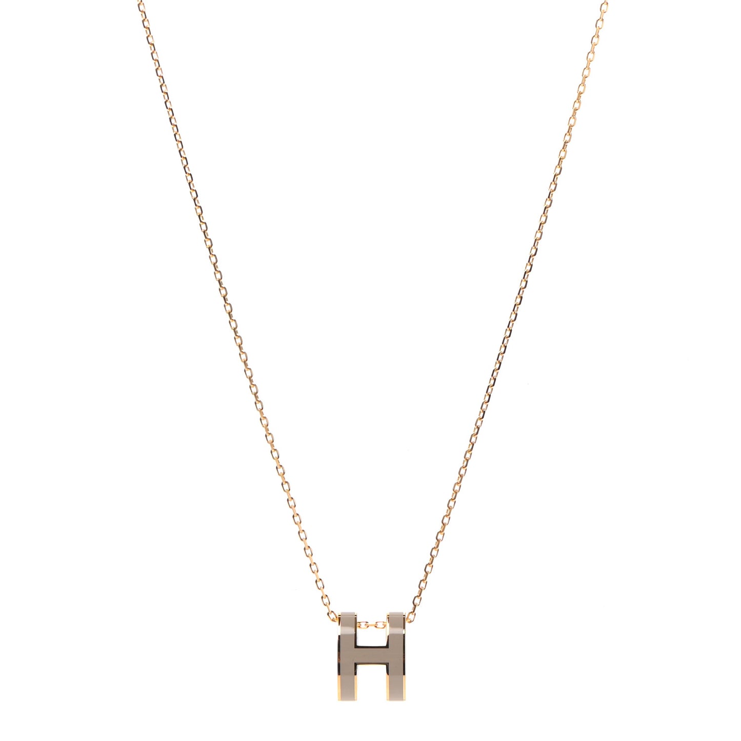 Lacquered Gold Pop H Pendant Necklace Marron Glace