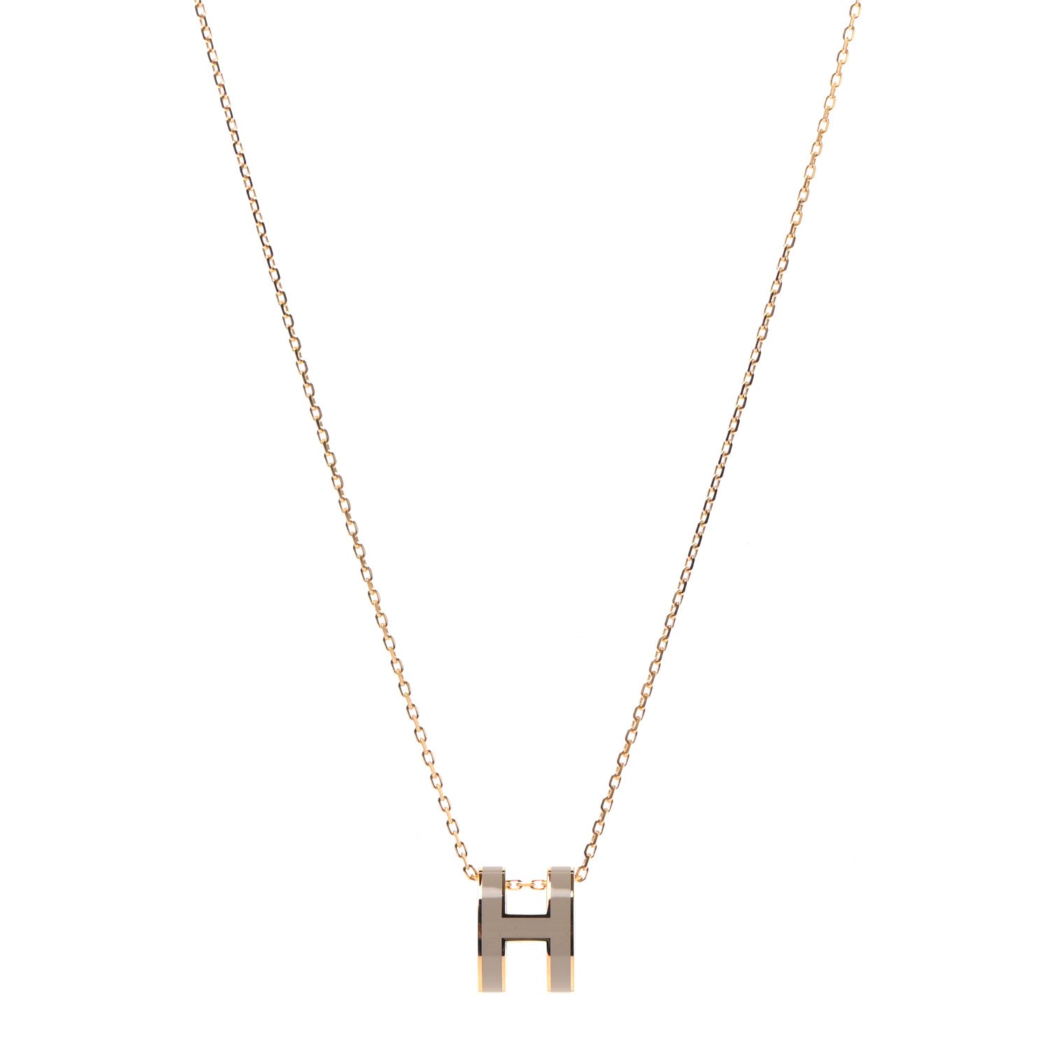 Hermes Lacquered Gold Pop H Pendant Necklace Marron Glace 1 of 6