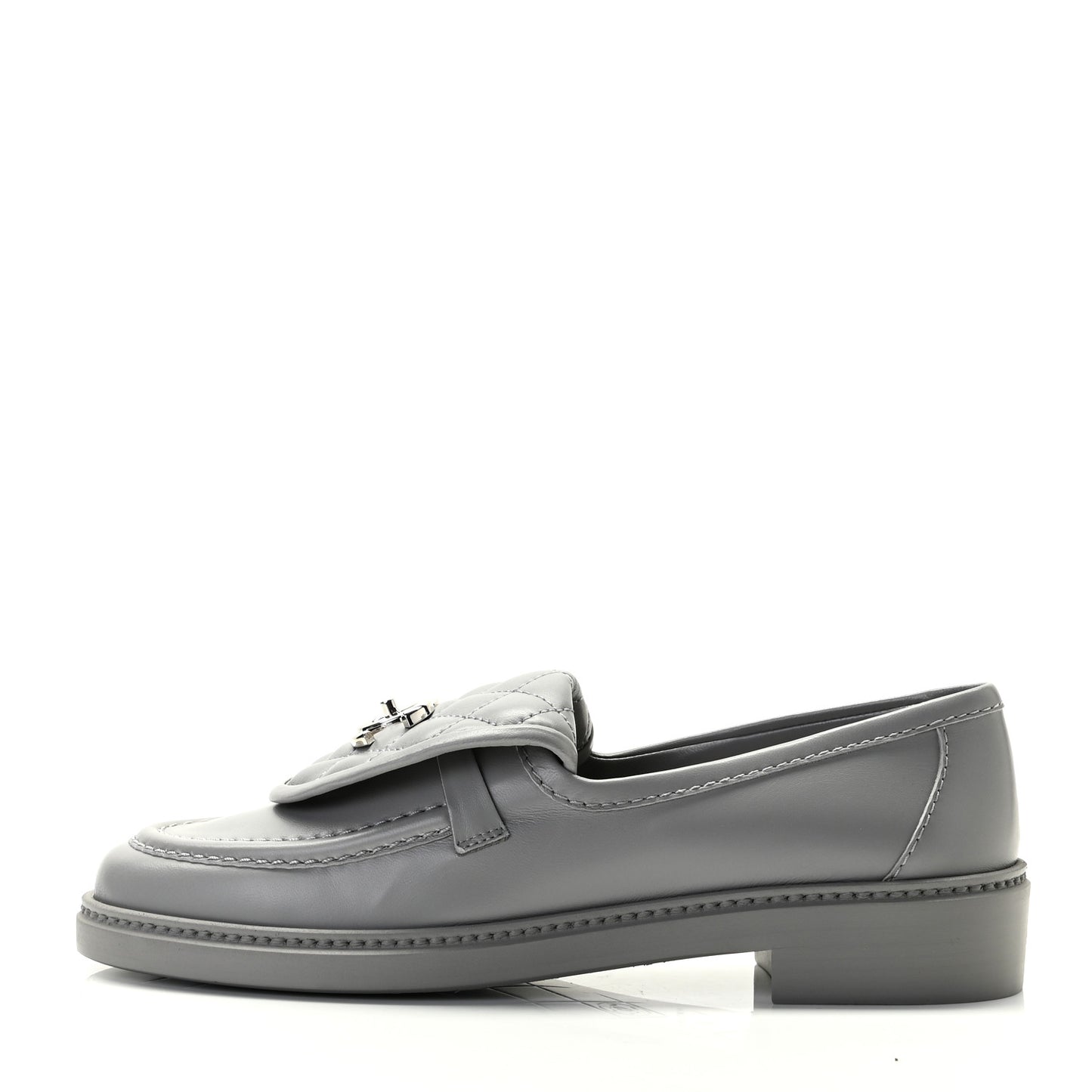 Lambskin Quilted CC Turnlock Loafers 38 Grey