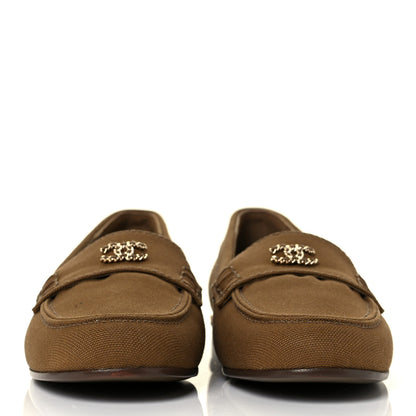 Chanel Canvas Womens CC Chain Loafers 38 Brown 2 of 9
