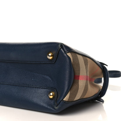 Burberry Calfskin House Check Small Banner Tote Midnight Blue 9 of 12
