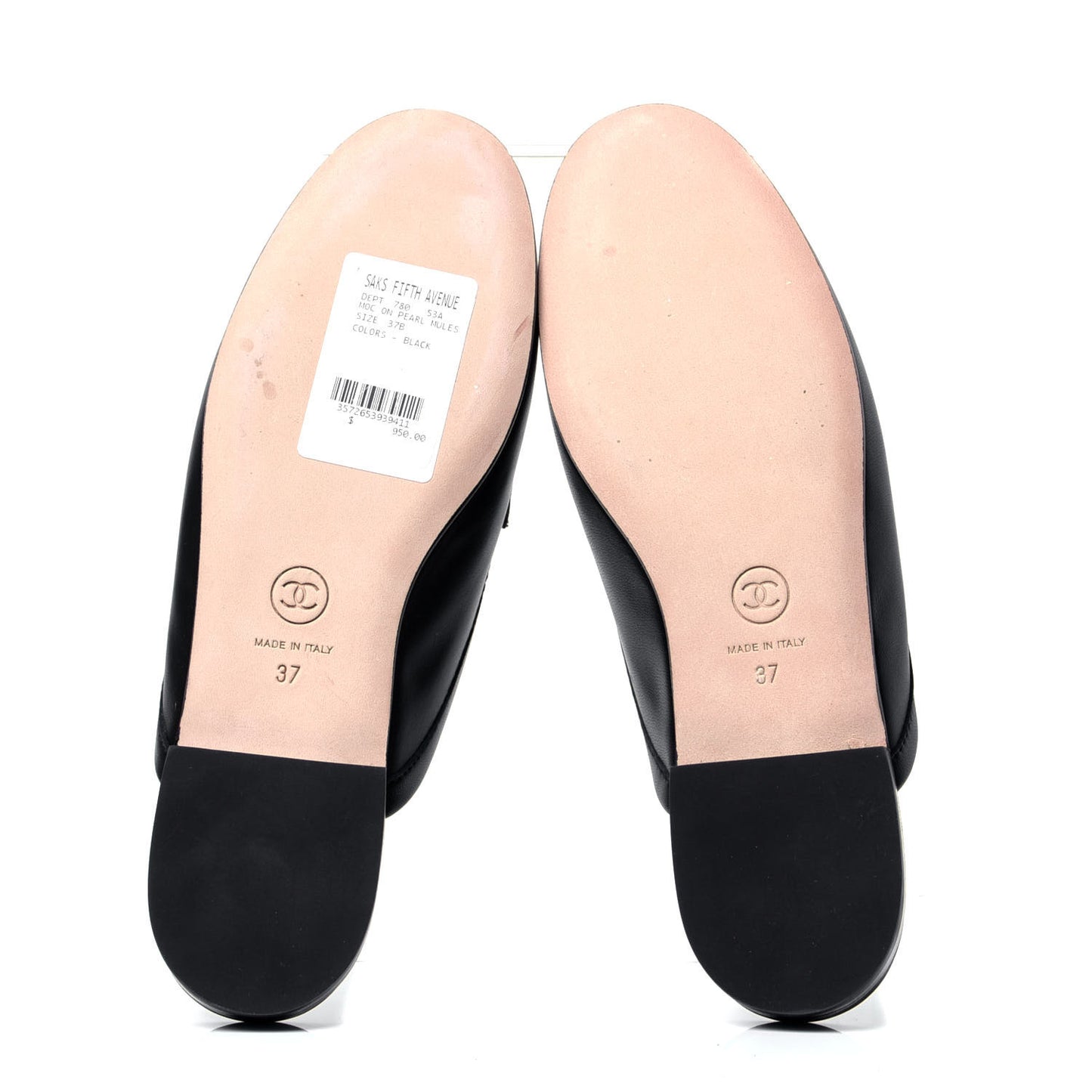 Lambskin Pearl CC Mules 37 Black