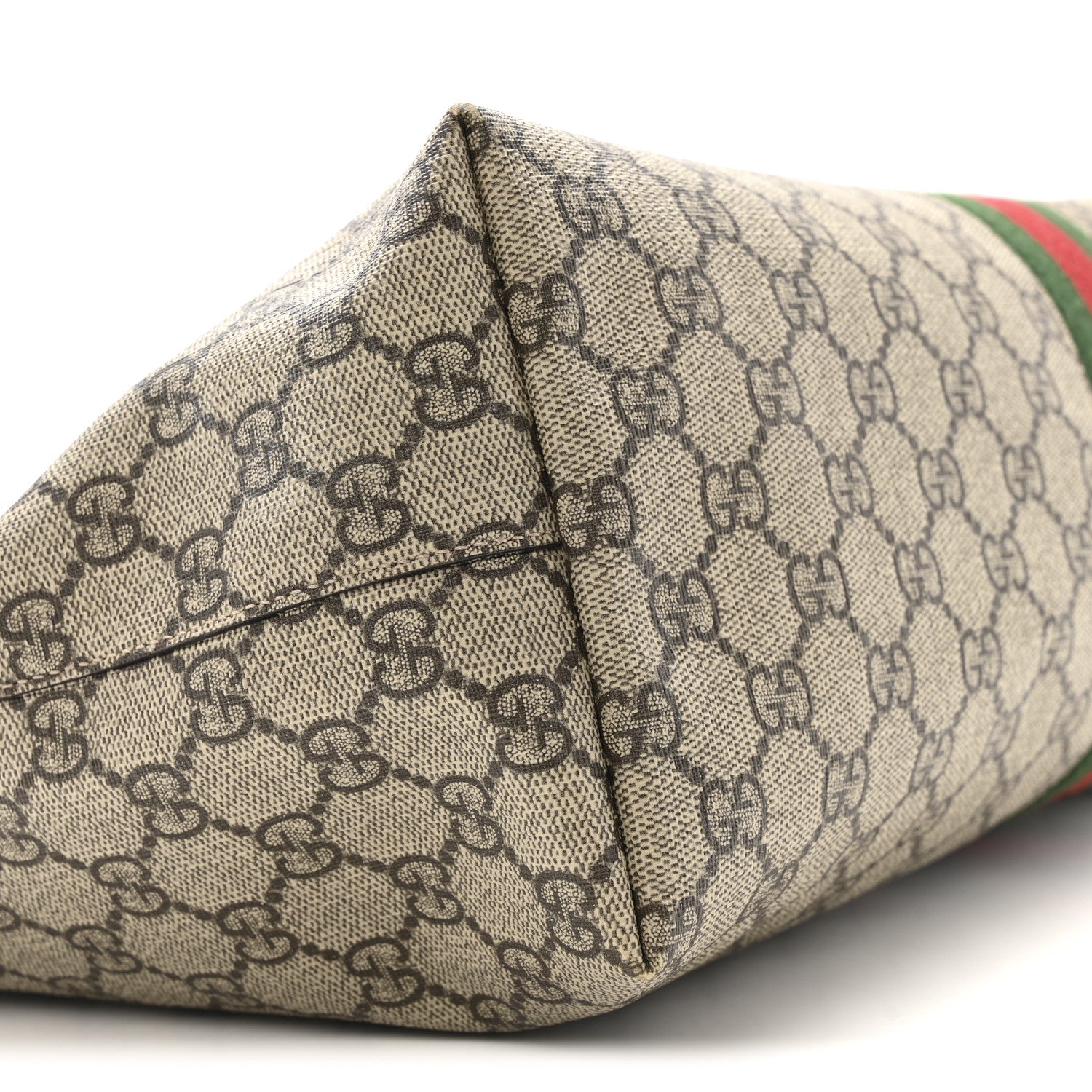 Gucci GG Supreme Monogram Textured Calfskin Web Medium Ophidia Shopping Tote Beige Ebony New Acero 9 of 12