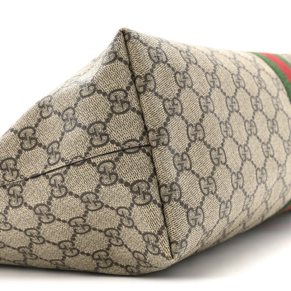 Gucci GG Supreme Monogram Textured Calfskin Web Medium Ophidia Shopping Tote Beige Ebony New Acero 9 of 12