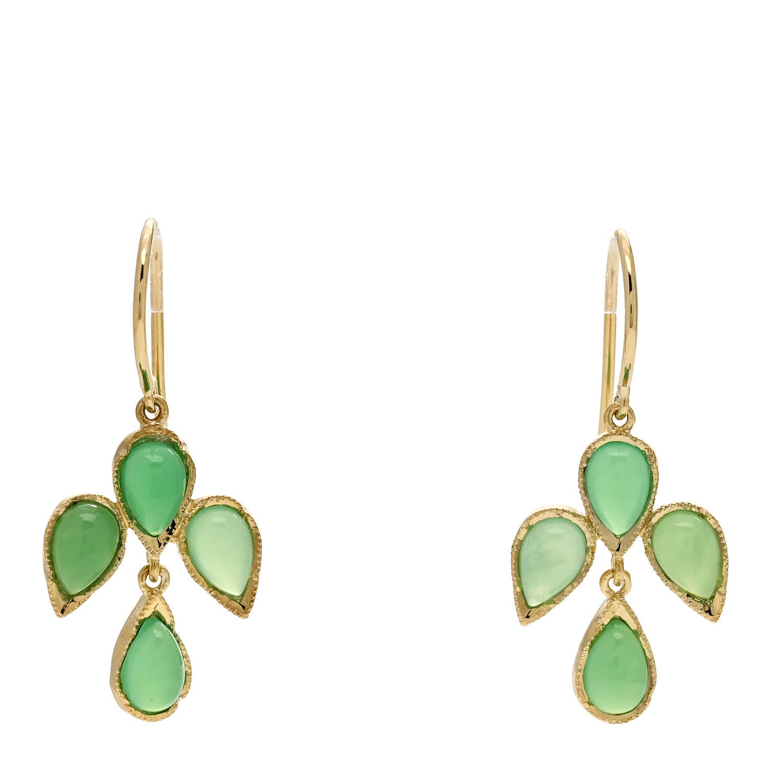 Irene Neuwirth 18K Yellow Gold Chrysoprase Drop Earrings 1 of 4