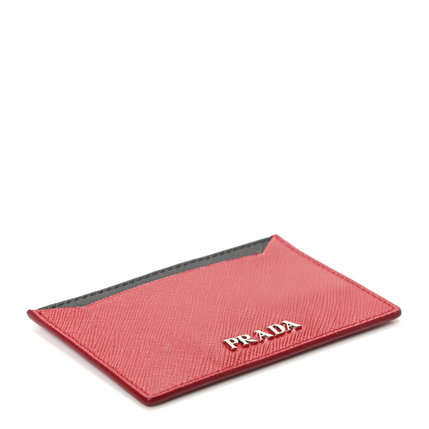 Prada Saffiano Metal Card Case Rubino Black 4 of 7