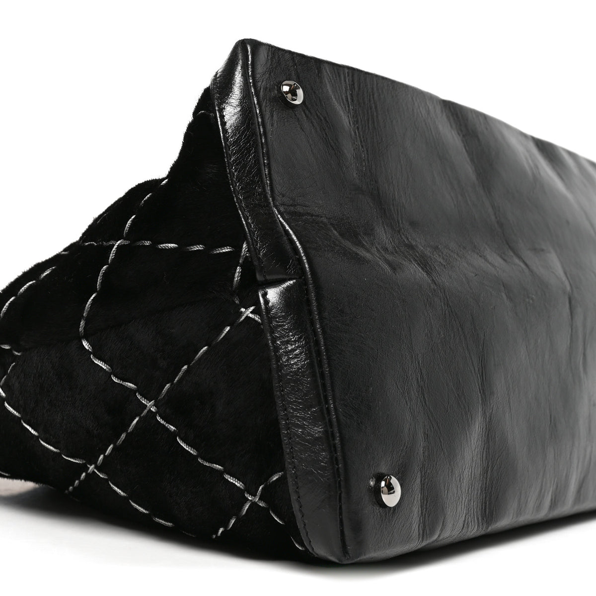 Chanel Pony Hair Double Contrast Stitch Tote Black 9 of 10