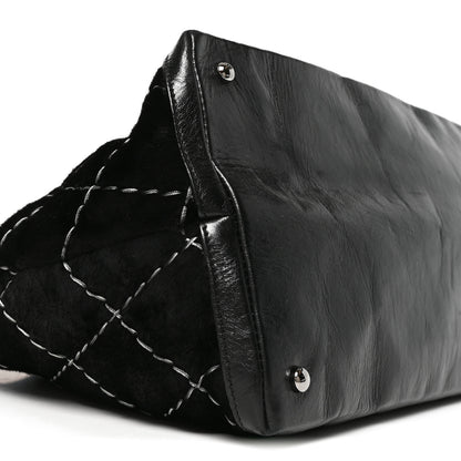 Chanel Pony Hair Double Contrast Stitch Tote Black 9 of 10