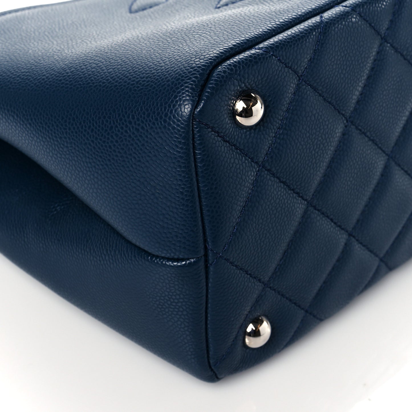 Caviar Quilted Timeless CC Soft Tote Navy Blue