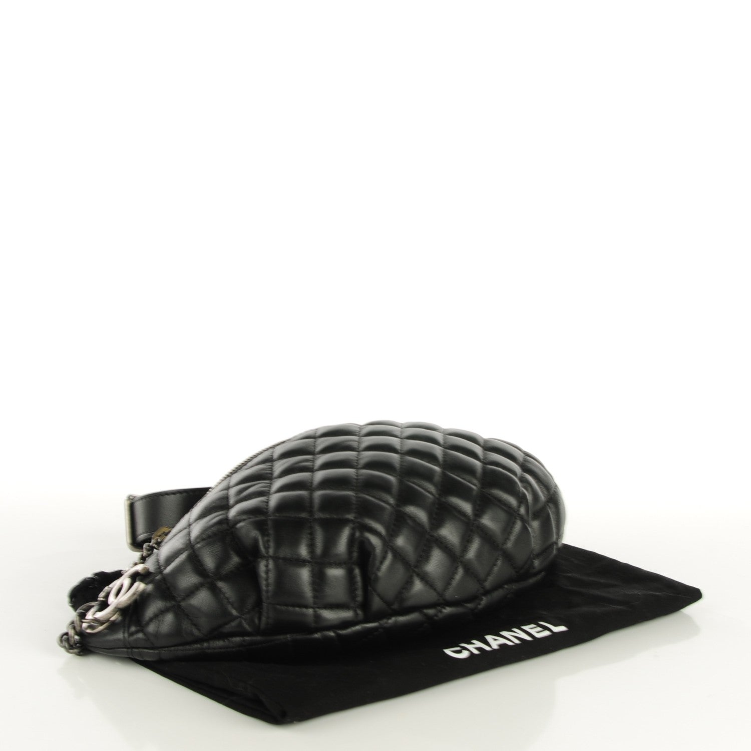 Chanel Lambskin Quilted Banane Waist Bag Fanny Pack Black 4 of 8