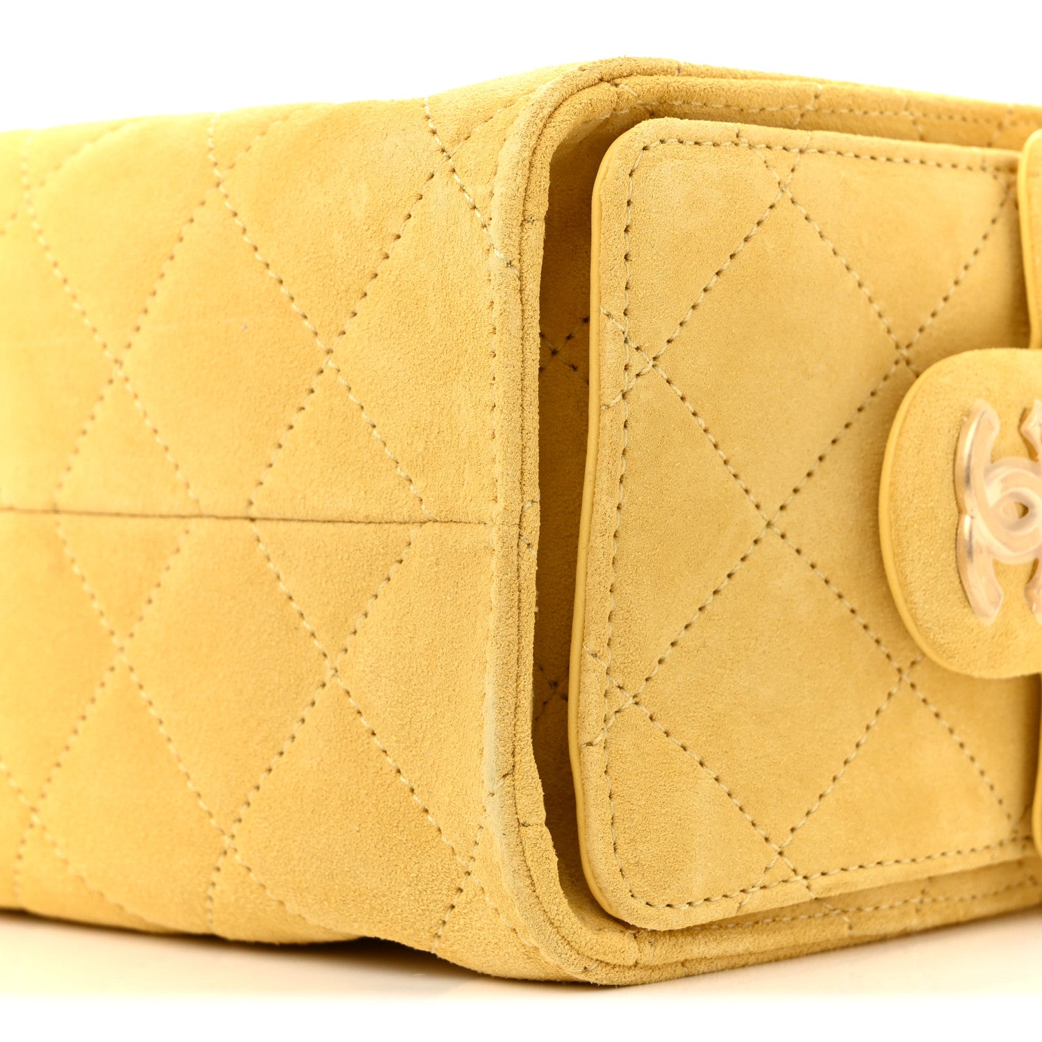Chanel Suede Quilted Mini Chanel 25 Handbag Yellow 1771769