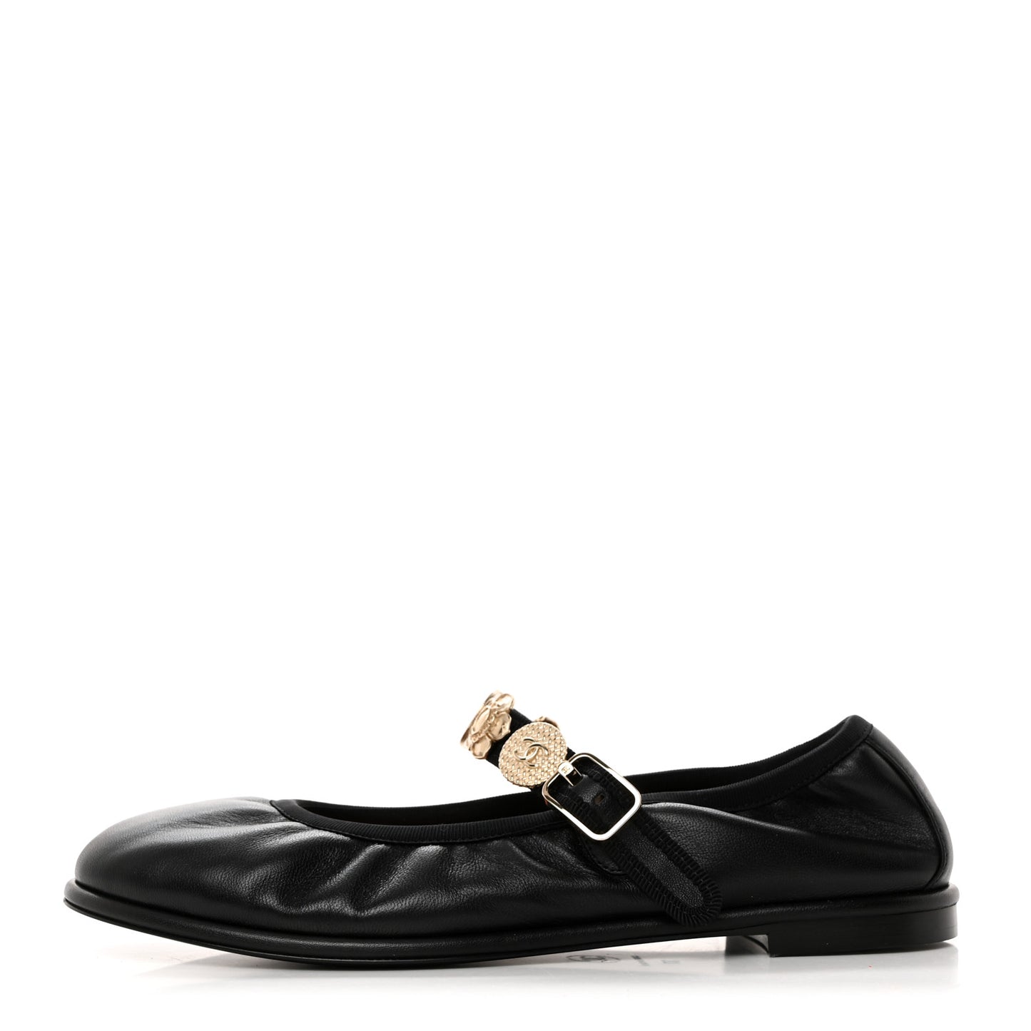 Lambskin Charm Mary Jane Flats 37 Black